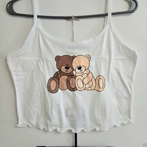 Cute Teddy Bear Tank Top Women's Pajama Set- 2 Pcs